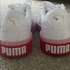 Puma Cali pink and red never worn sneakers 9.5